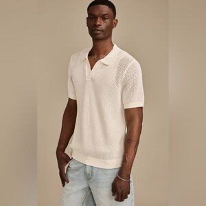 Lucky Brand Johnny Collar Pointelle Sweater Polo